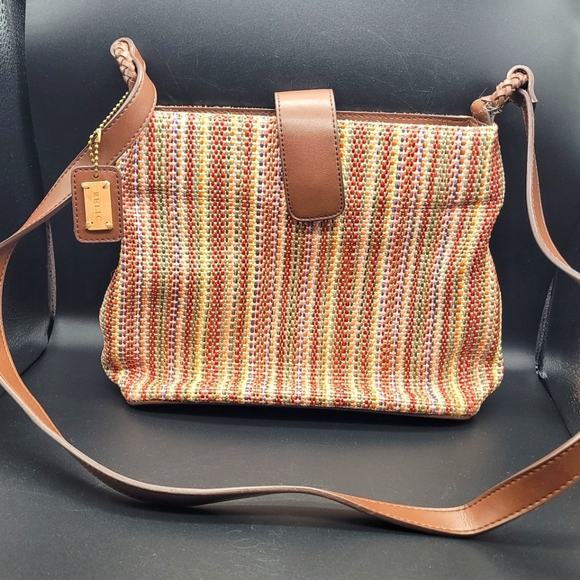 Relic Brand Boho Style Striped Shoulder Bag Purse 3 Compartment - Picture 1 of 11